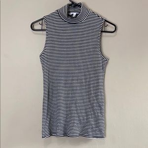 Athleta Black and White Striped Sleeveless Top